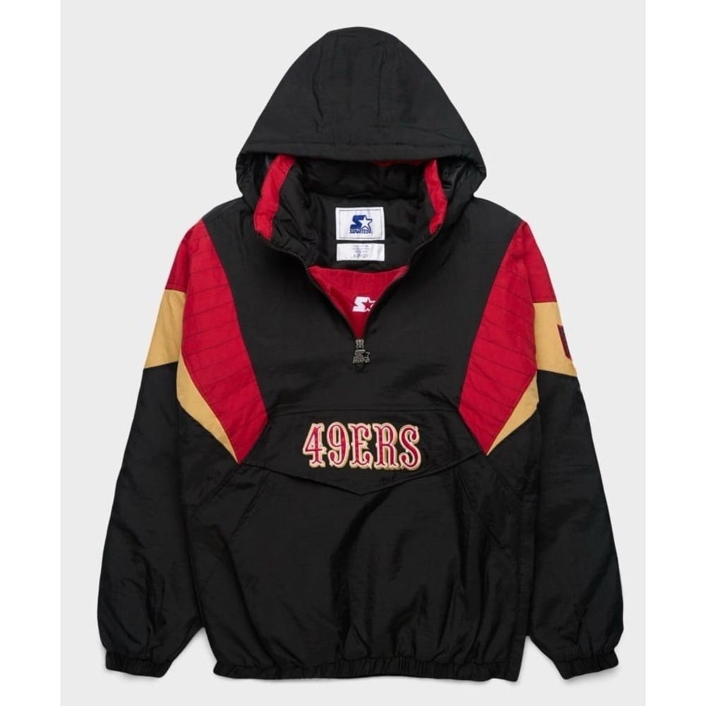 Starter 49ers Blackout Breakaway Pullover Jacket Men's Sz XXL Fandom‎ NWOT!